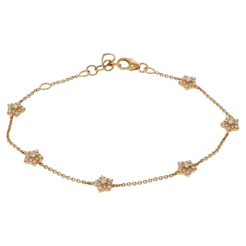 Bracelet étoile en or rose 18KT réglable avec diamants en vente