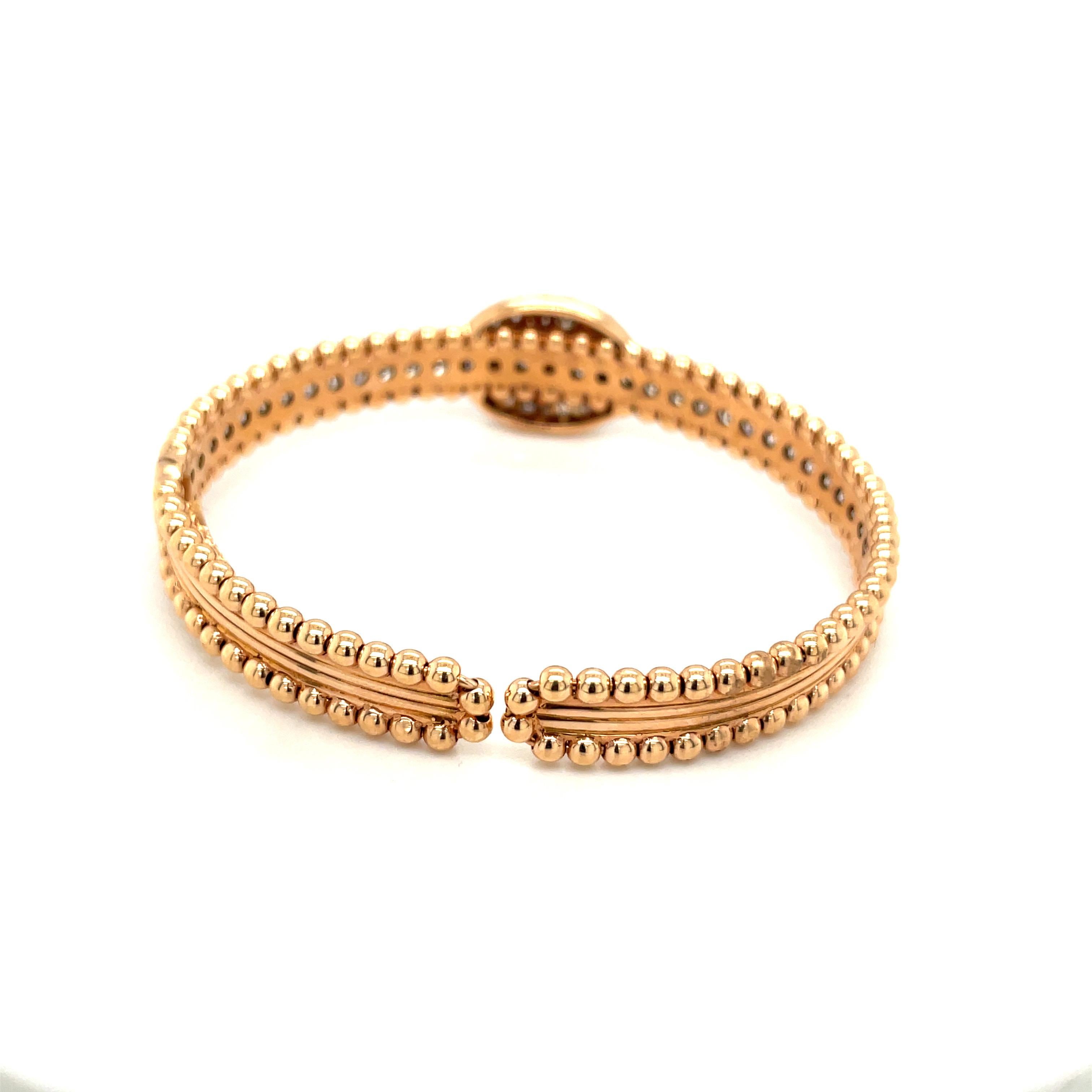 Bracelet en or rose 18 carats et perles de diamants cognac de 3,50 carats en vente 3