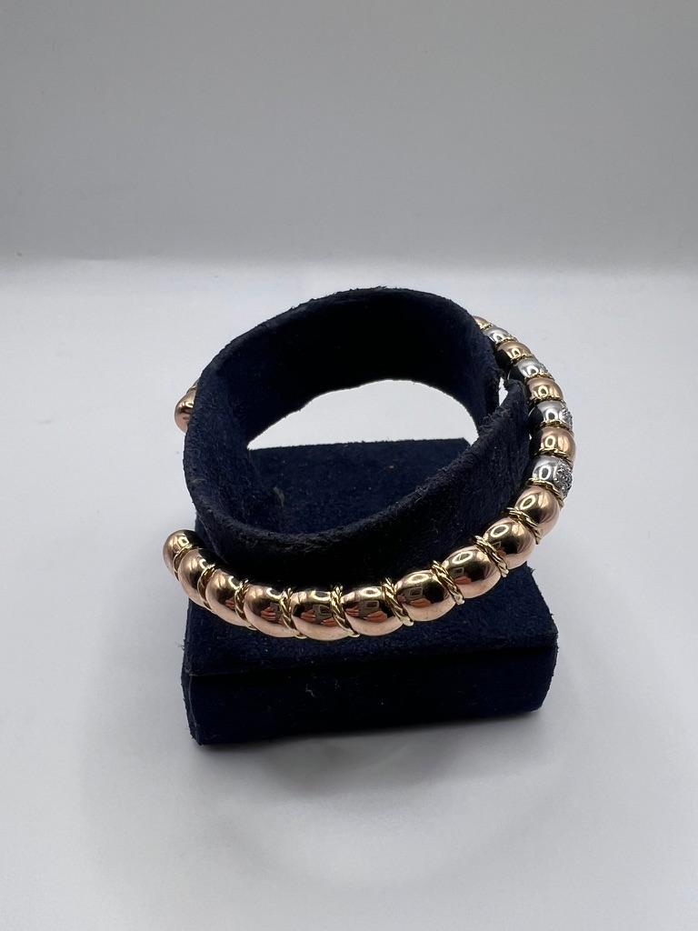 18kt Rose Gold and Diamond Bangle For Sale 1