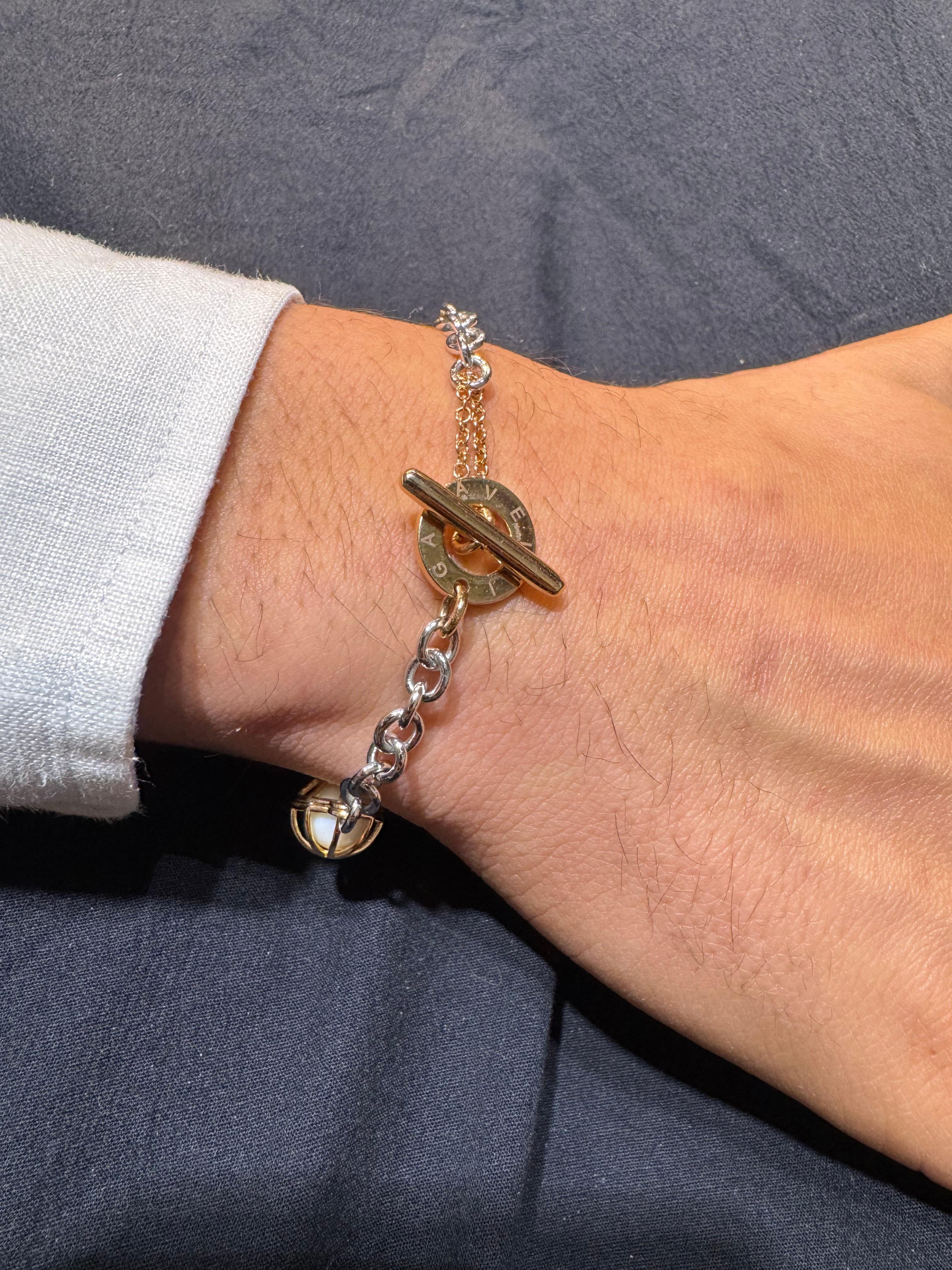 18KT Rose Gold and Silver Chain Bracelet with Howlite Spheres For Sale 3