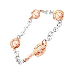 18KT Rose Gold and Silver Chain Bracelet with Howlite Spheres