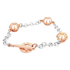 18KT Rose Gold and Silver Chain Bracelet with Howlite Spheres