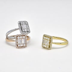 Natural Diamond 0.65 carats 18KT Rose Gold Cluster Modern Anniversary Ring