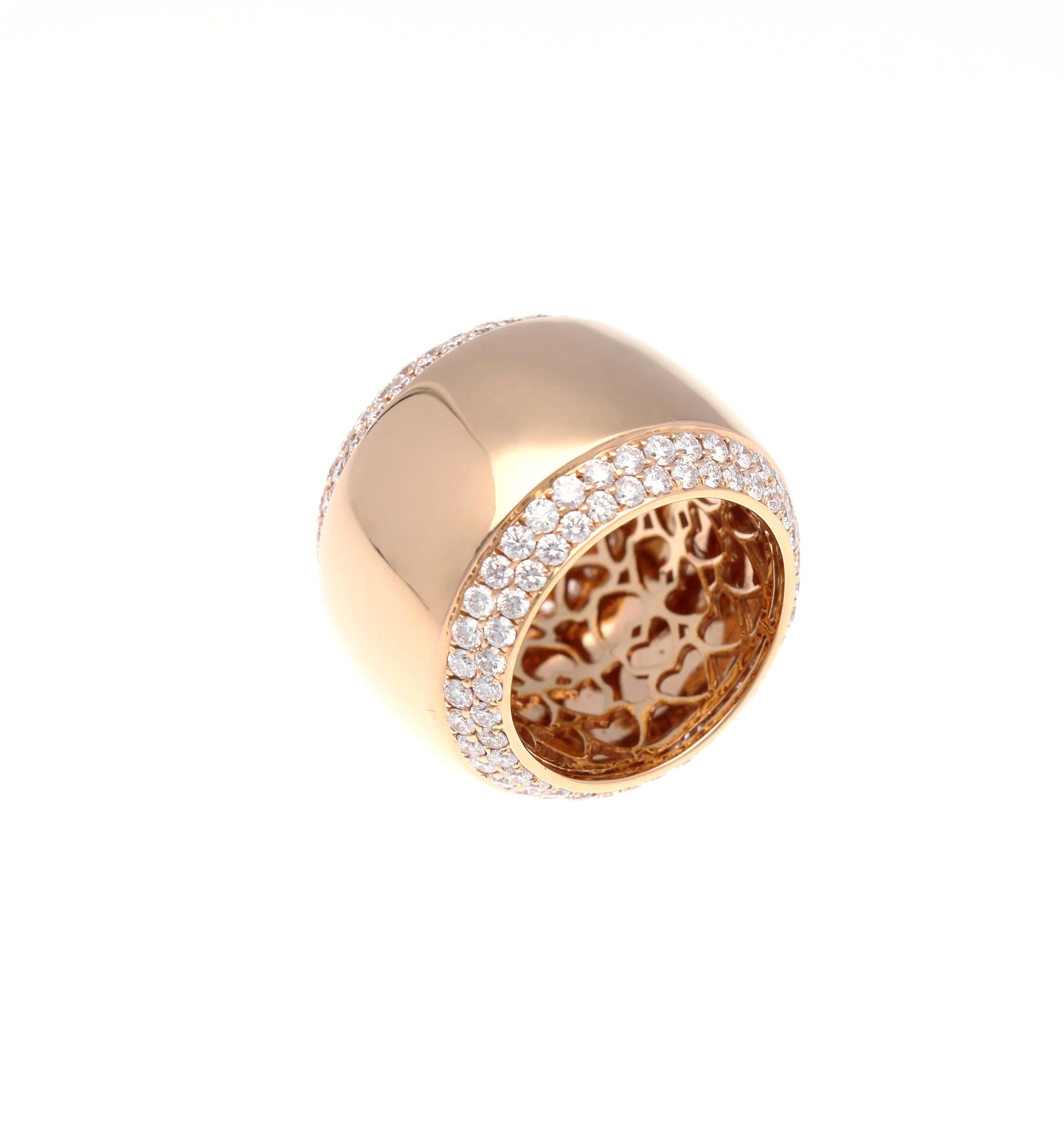 Bague en or rose 18 carats avec diamants d'un poids total de 3,39 carats Neuf - En vente à Rome, IT