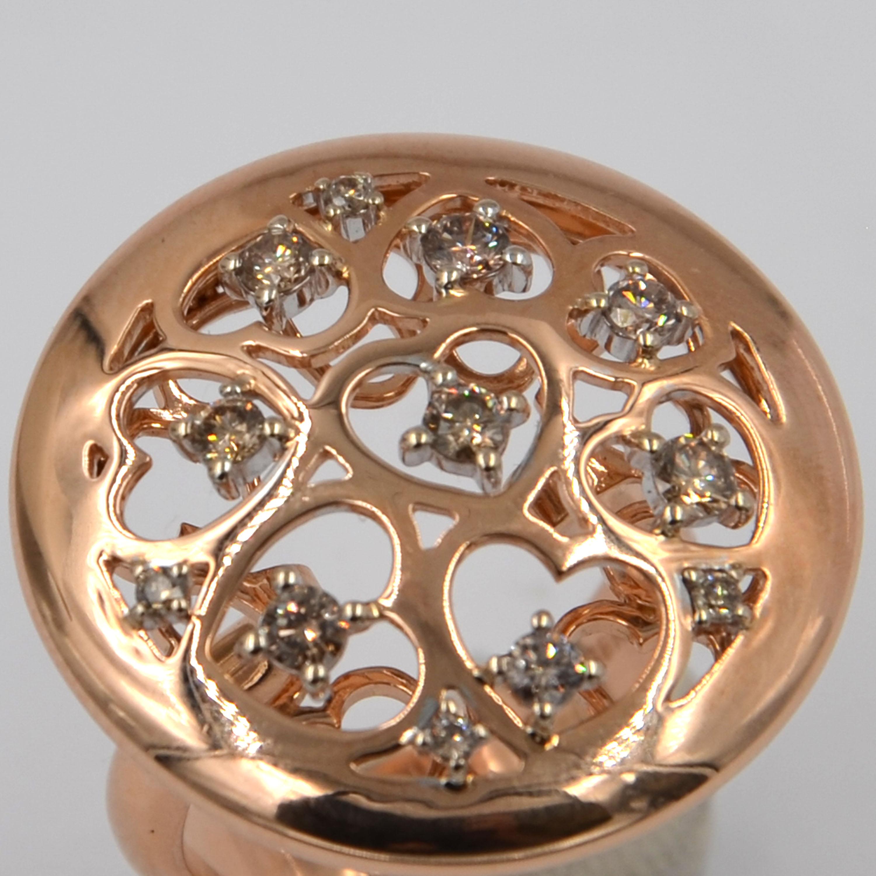 18 Karat Gold Brown Diamonds Garavelli Heart Motif Round Ring and Pendant Set 3