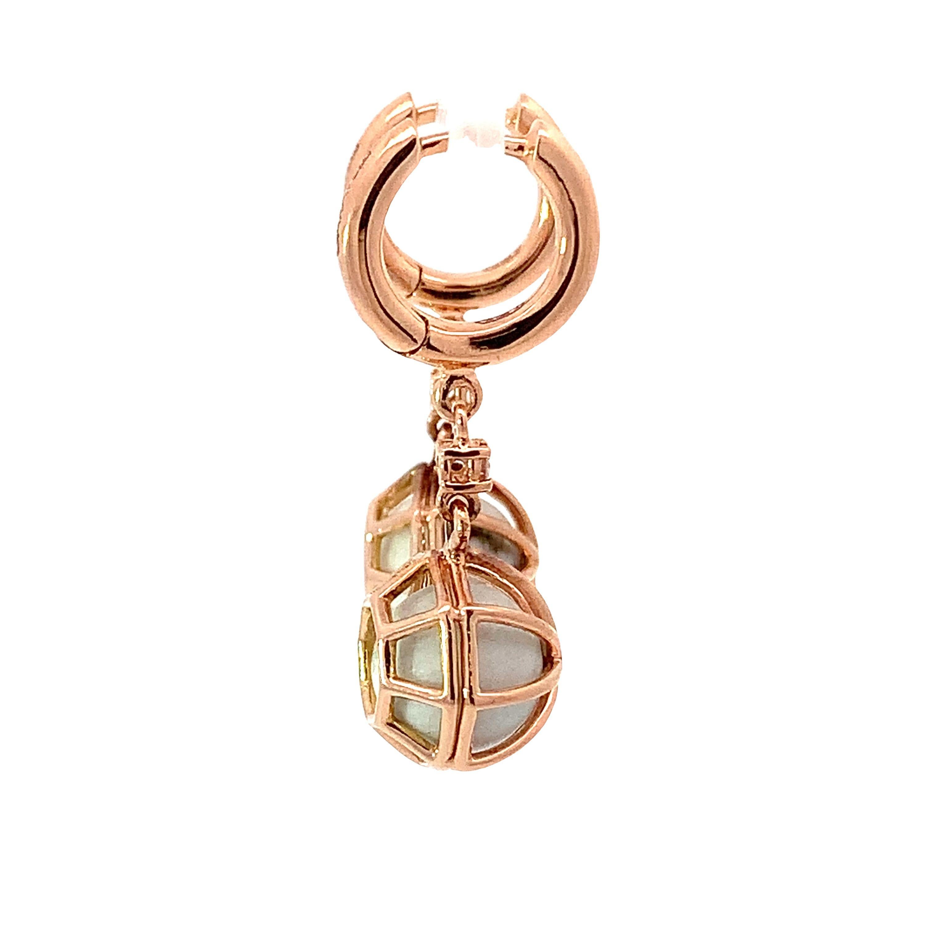 18KT Rose Gold Chain Hanging Earrings featuring White Howlite Spheres 
 18 kt Rose GOLD grams:  6.20
 Made in Valenza, Italy
Have fun with the matching bracelets, and also with jaspers, hematite, amazonite
 
