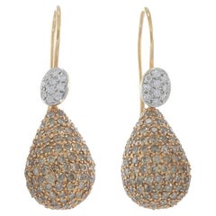 18KT Rose Gold Champagne and White Diamond Drop Earrings