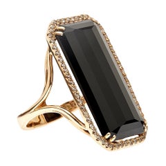 18kt Rose Gold Cocktail Ring with Unique Rectangular Cut 16ct Onyx