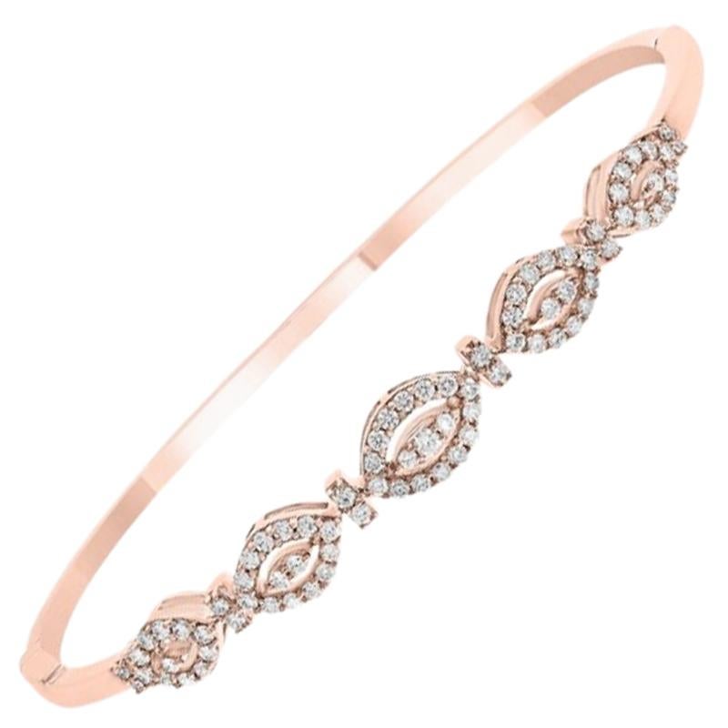 18 Karat Rose Gold Diamond Bangle with .72 Carat of Round Brilliant Cut Diamonds For Sale