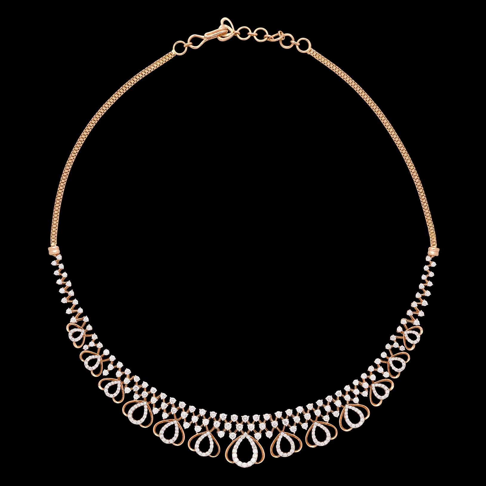 18kt Rose Gold Diamond Choker Necklace In Excellent Condition For Sale In San Francisco, CA