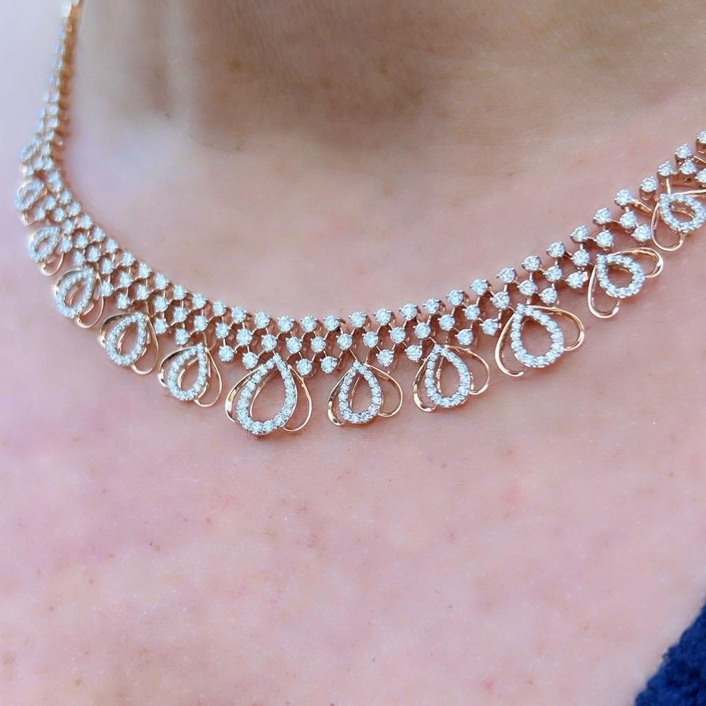 18kt Rose Gold Diamond Choker Necklace For Sale 1