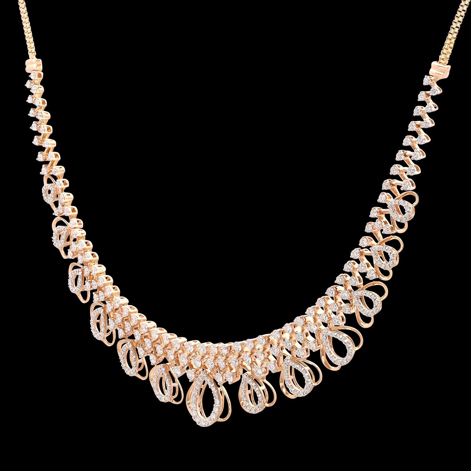 18kt Rose Gold Diamond Choker Necklace For Sale 2