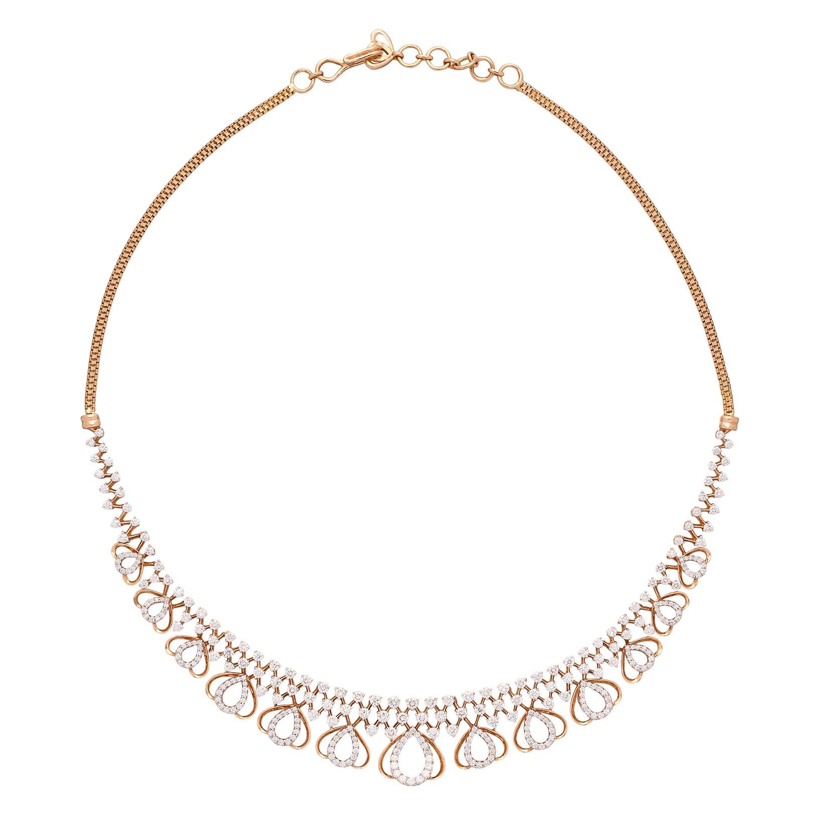 18kt Rose Gold Diamond Choker Necklace For Sale 4