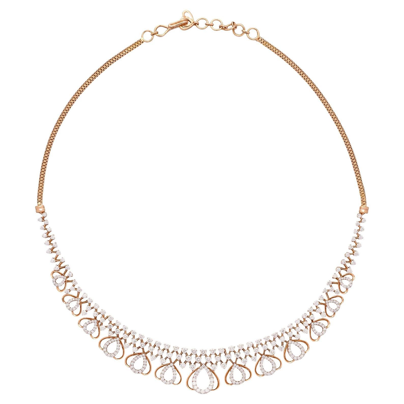 18kt Rose Gold Diamond Choker Necklace For Sale