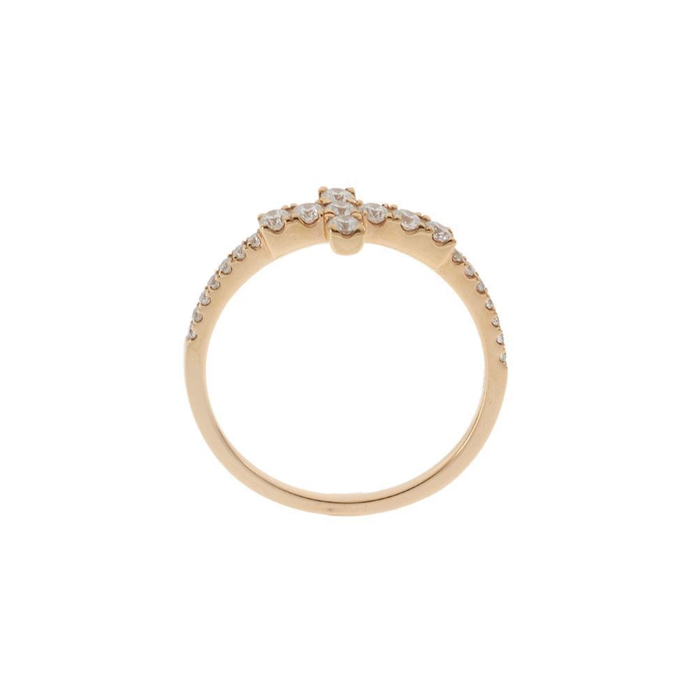 Donna Anello con croce di diamanti in oro rosa 18KT in vendita
