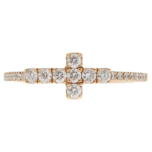 Anello con croce di diamanti in oro rosa 18KT in vendita