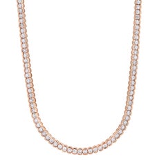 18kt Rose Gold Diamond Riviera Semi-Bezel Tennis Necklace
