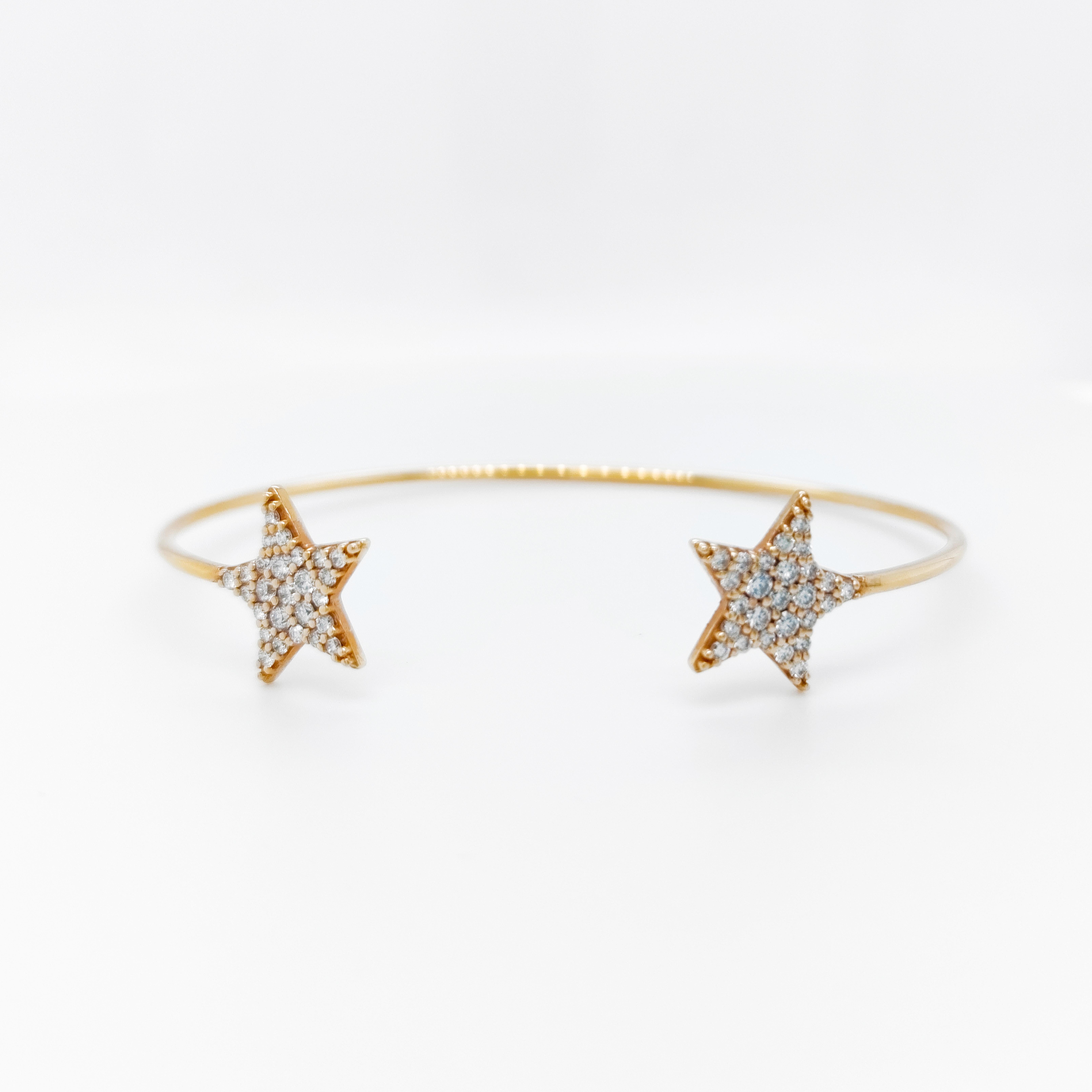 Modern 18KT Rose gold & diamonds Star cuff For Sale