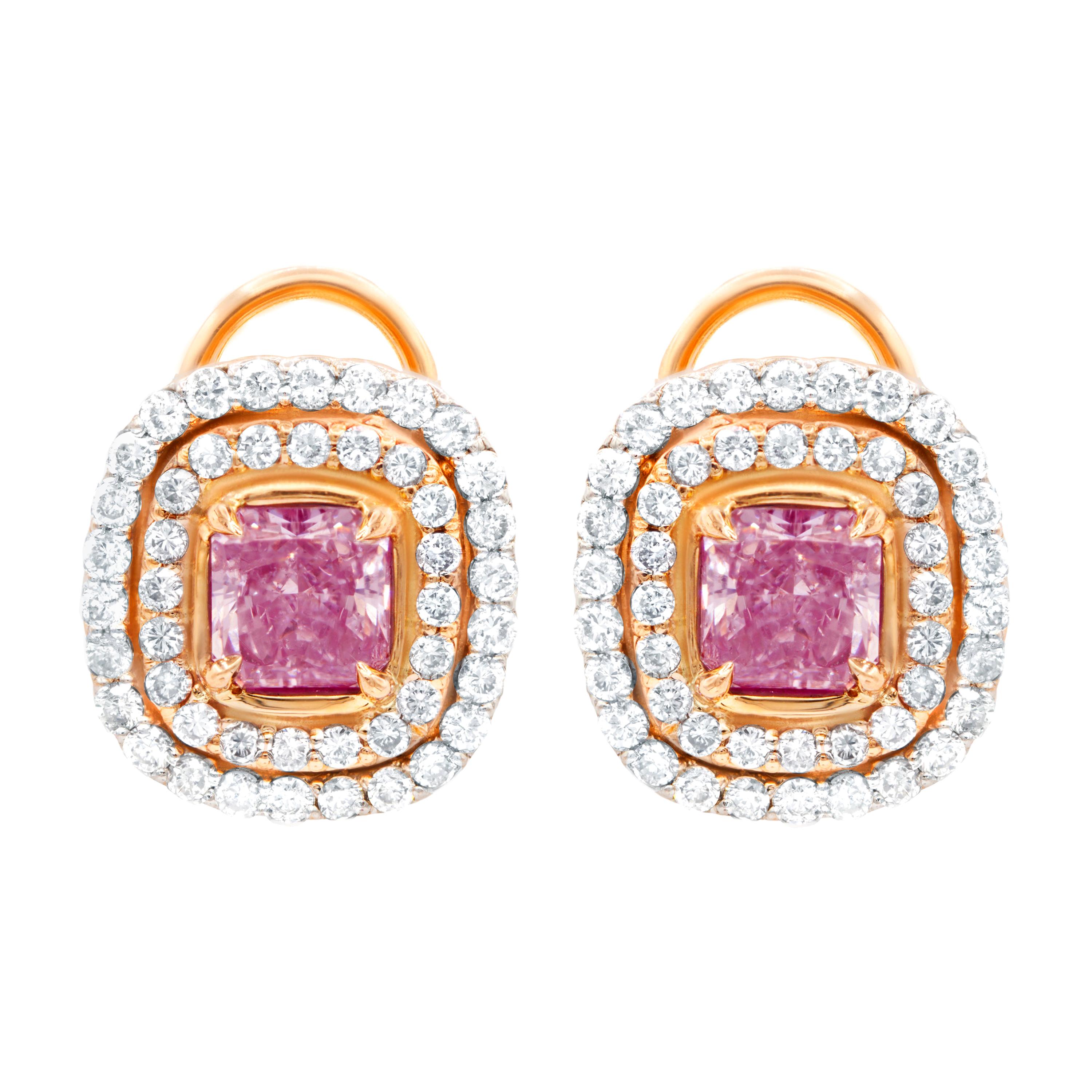 18 Karat Roségold Ohrringe mit extravaganten hellrosa Diamanten