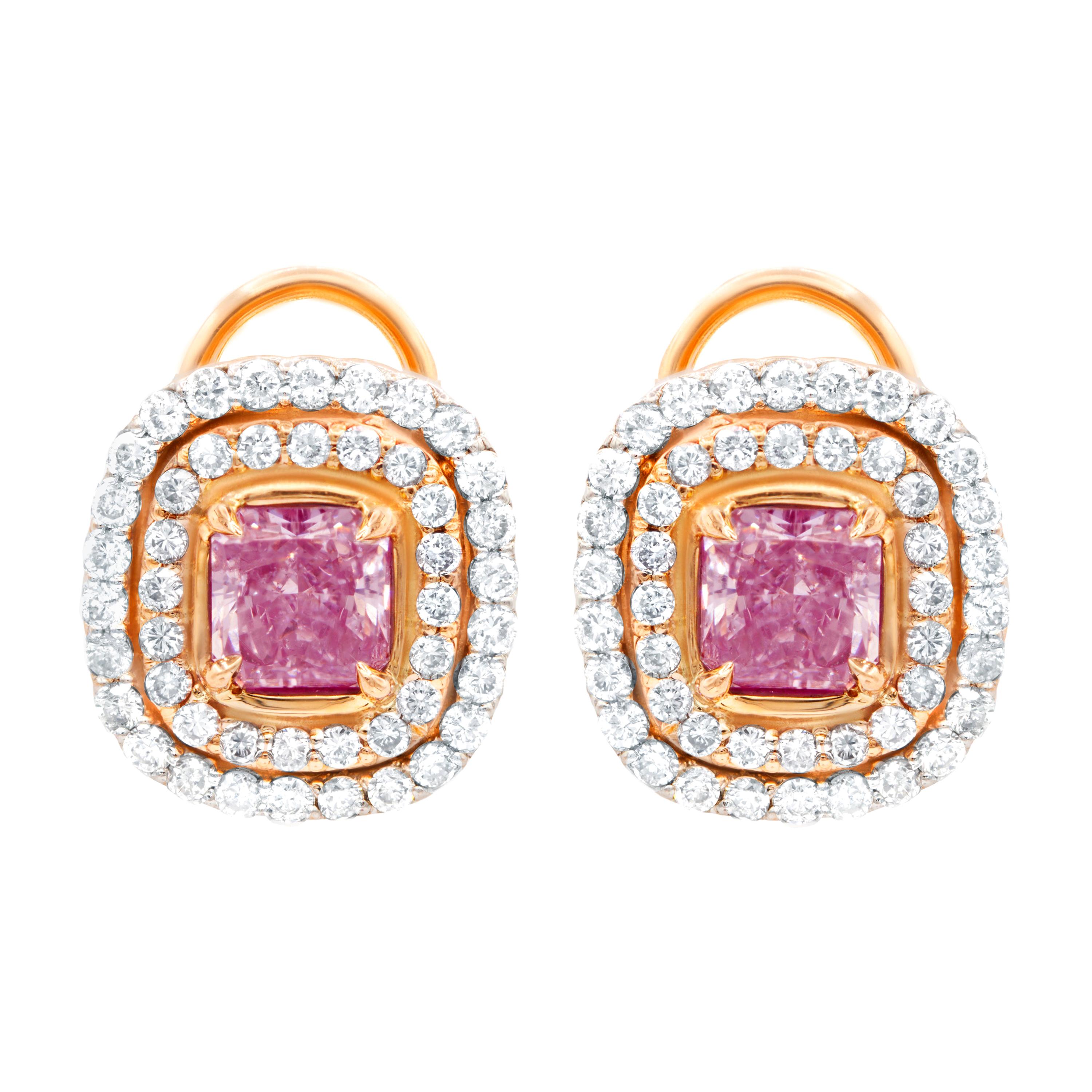 18kt Rose Gold Earrings with Fancy Light Pink Diamond