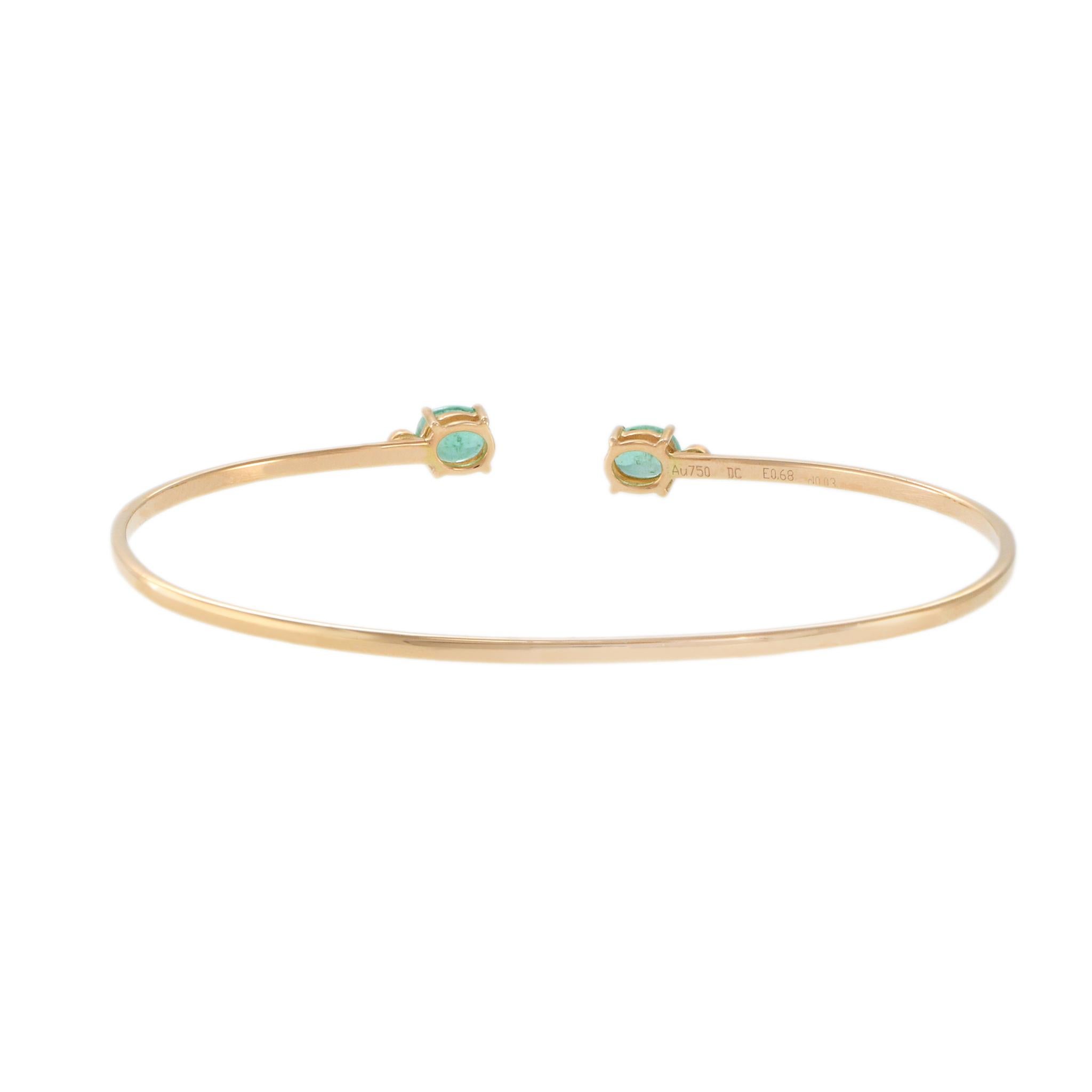 Women's or Men's 18KT Rose Gold Emerald And Diamond Bangle For Sale