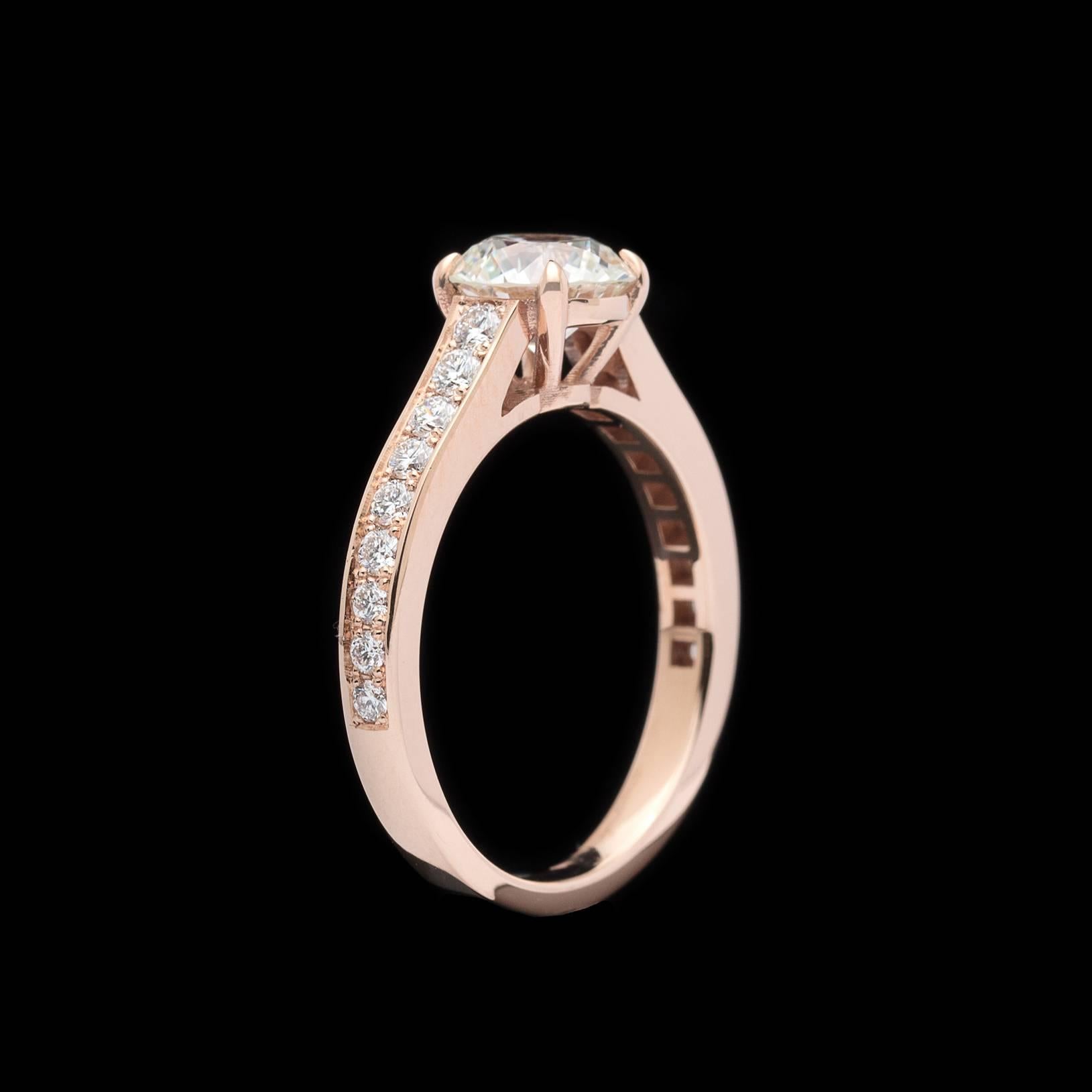 Anello di fidanzamento in oro rosa 18 carati con diamante GIA da 1.18 carati in vendita 1