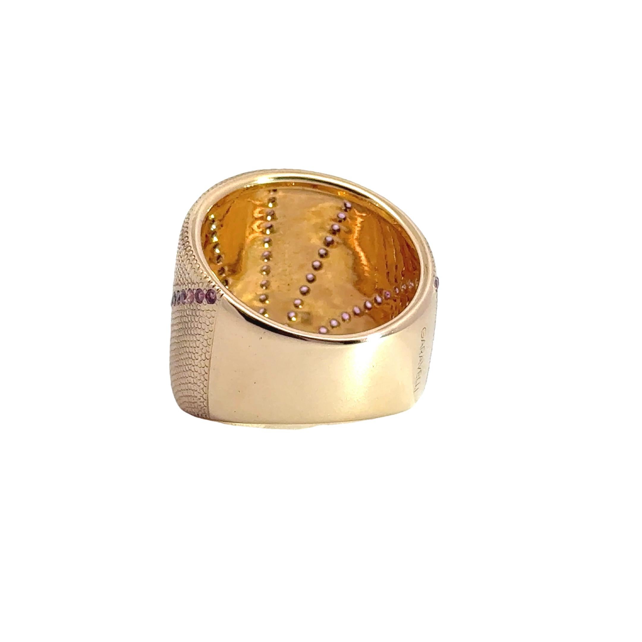 18Kt Rose Gold Garavelli Ring with pink sapphires stripes For Sale 1