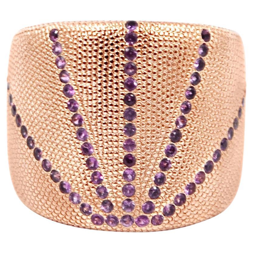18Kt Rose Gold Garavelli Ring with pink sapphires stripes