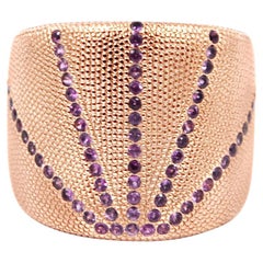 Garavelli, bague en or rose 18 carats avec bandes de saphirs roses