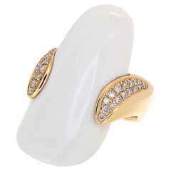 18k Rose Gold "Gavello" Signed Ring Kogolong White Stone White Diamonds 0.35ct
