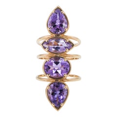 Anello con ametista Etho Maria in oro rosa 18 carati dal design geometrico