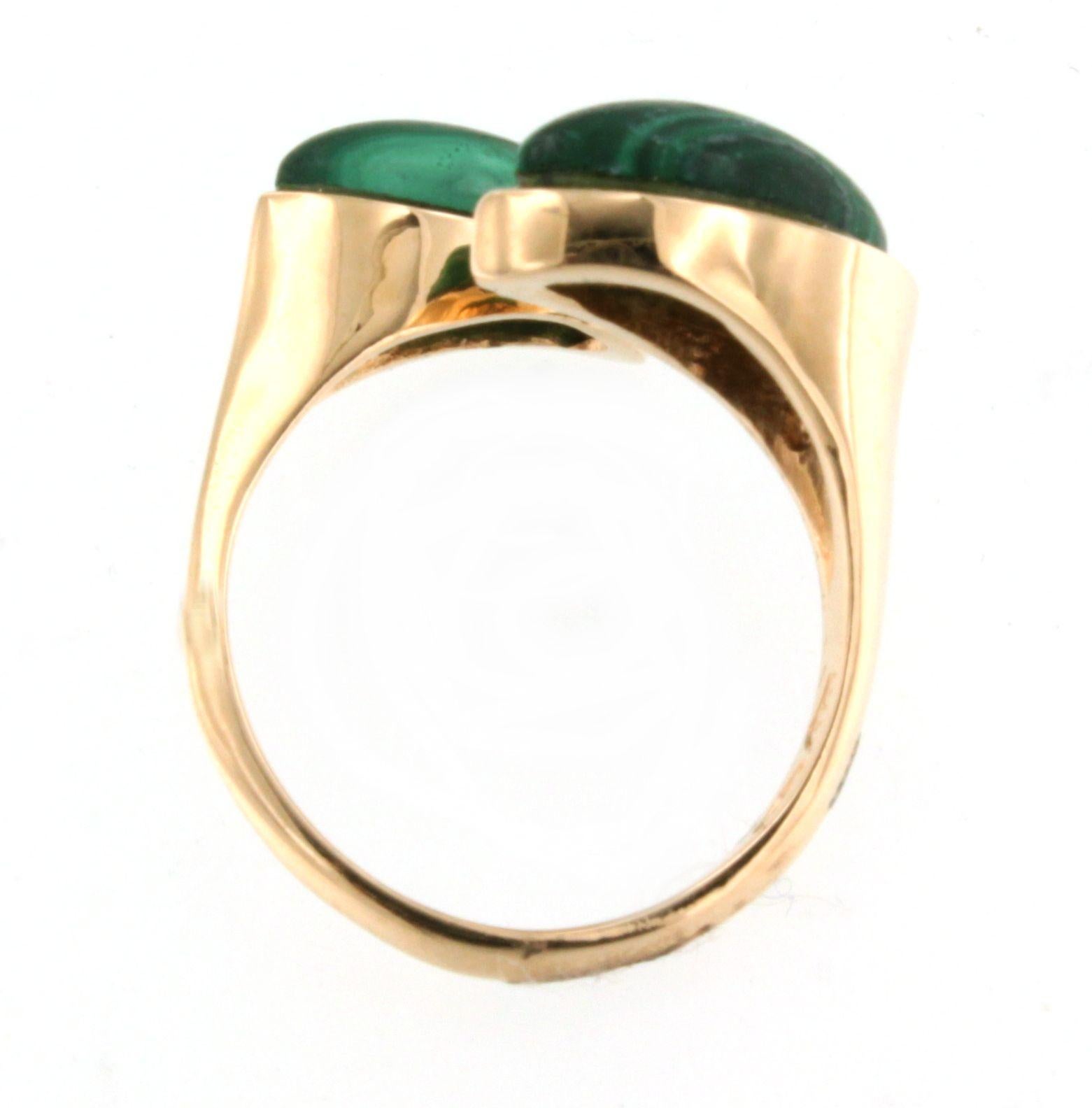 Marquise Cut 18Kt Rose Gold Green Natural Malachite Modern Fashion Design Cocktail Ring For Sale