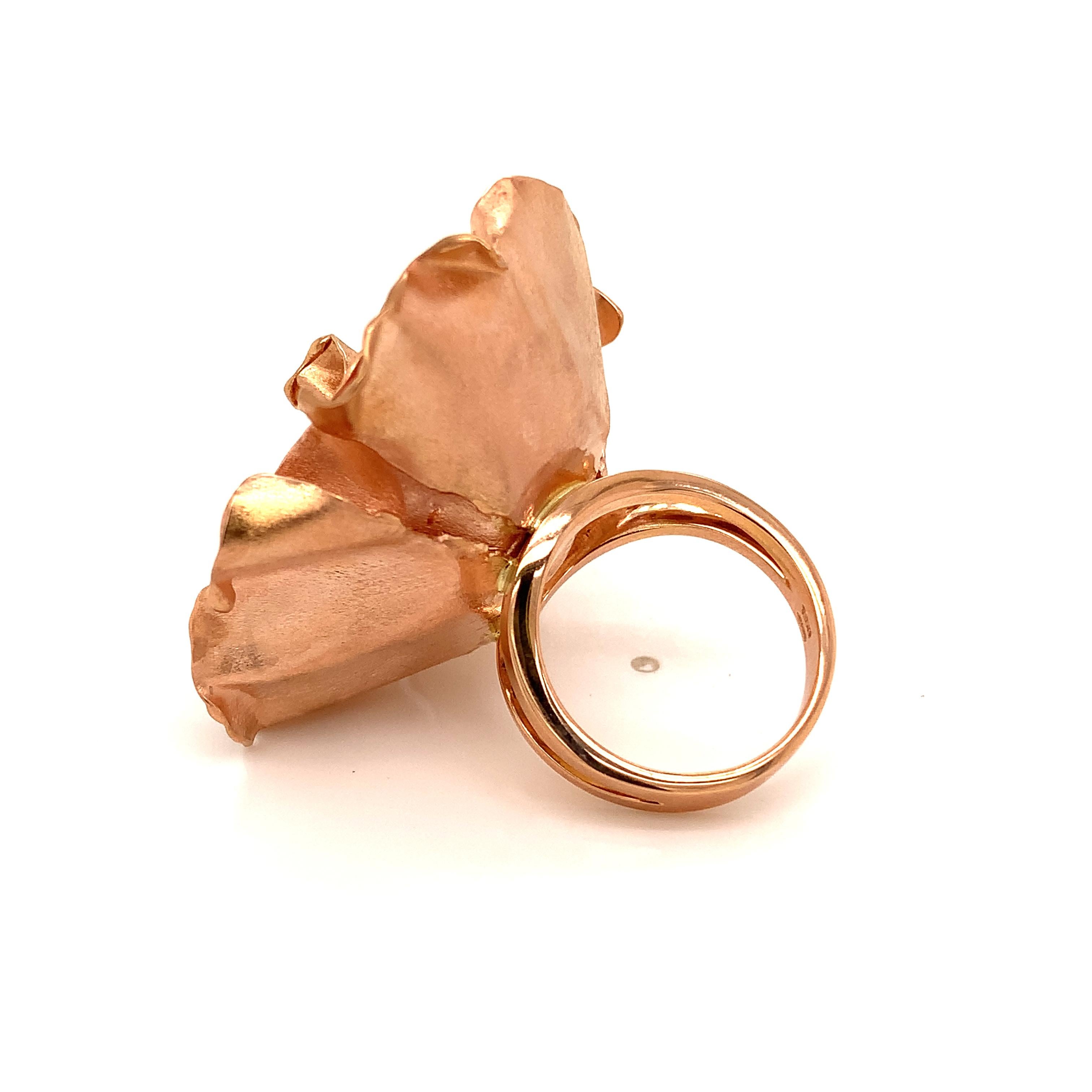 18KT Rose Gold Handmade Garavelli Flower Ring with White Diamonds 2