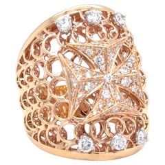 18kt Rose Gold Joan of Arc Diamond ring .89ct by Designer Verhoven 17.40gr