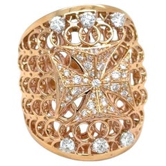 18kt Rose Gold Joan of Arc Diamond ring .89ct by Designer Verhoven 17.40gr