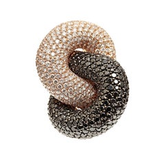 18kt Rose Gold Large Pavé Knot in Black and White Diamonds