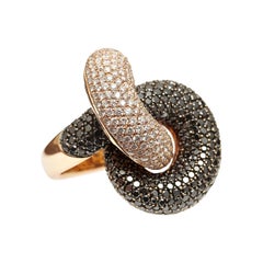 18kt Rose Gold Large Pavé Knot in Black and White Diamonds