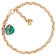 18kt Rose Gold Les Bois Bracelets with Green Onix and Blue Paraiba