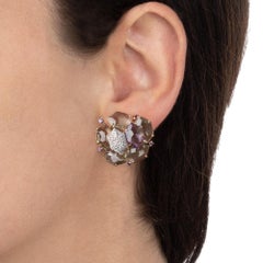 18kt Rose Gold Les Gemmes Green and Purple Earrings with Amethyst and Diamonds
