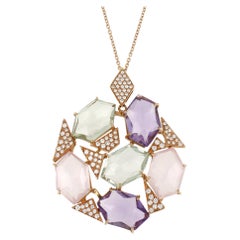 18kt Rose Gold Les Gemmes Multicolor Necklace with Amethyst and Diamonds