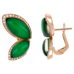 18kt Rose Gold Les Papillons Earrings with Green Aventurine and Diamonds