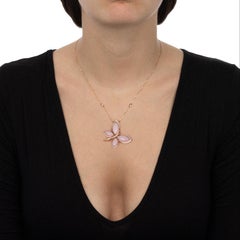 18kt Rose Gold Les Papillons Necklace with Pink Opal and Diamonds