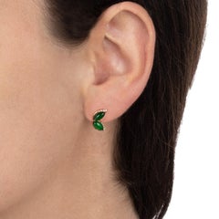 18kt Rose Gold Les Papillons Small Earrings with Green Aventurine and Diamonds