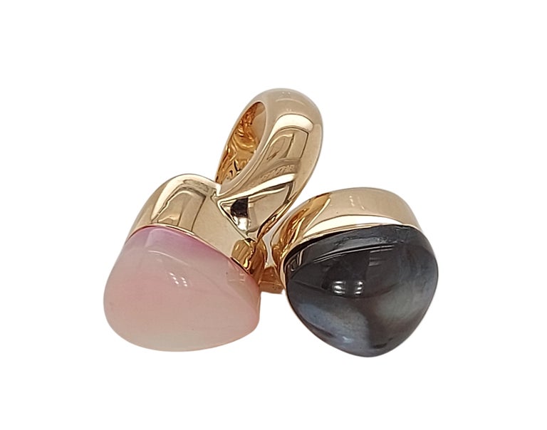 Artisan 18kt Rose Gold Mattioli Toi Et Moi Ring with Mother of Pearl For Sale
