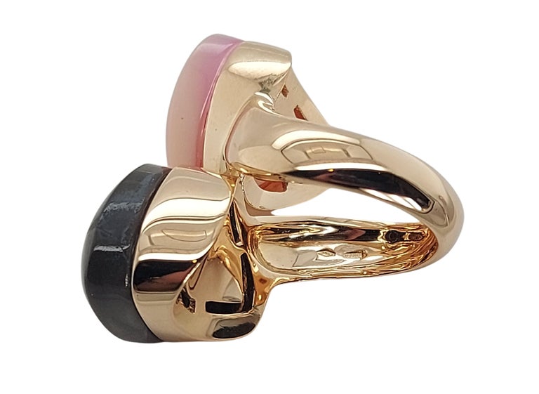 Rose Cut 18kt Rose Gold Mattioli Toi Et Moi Ring with Mother of Pearl For Sale