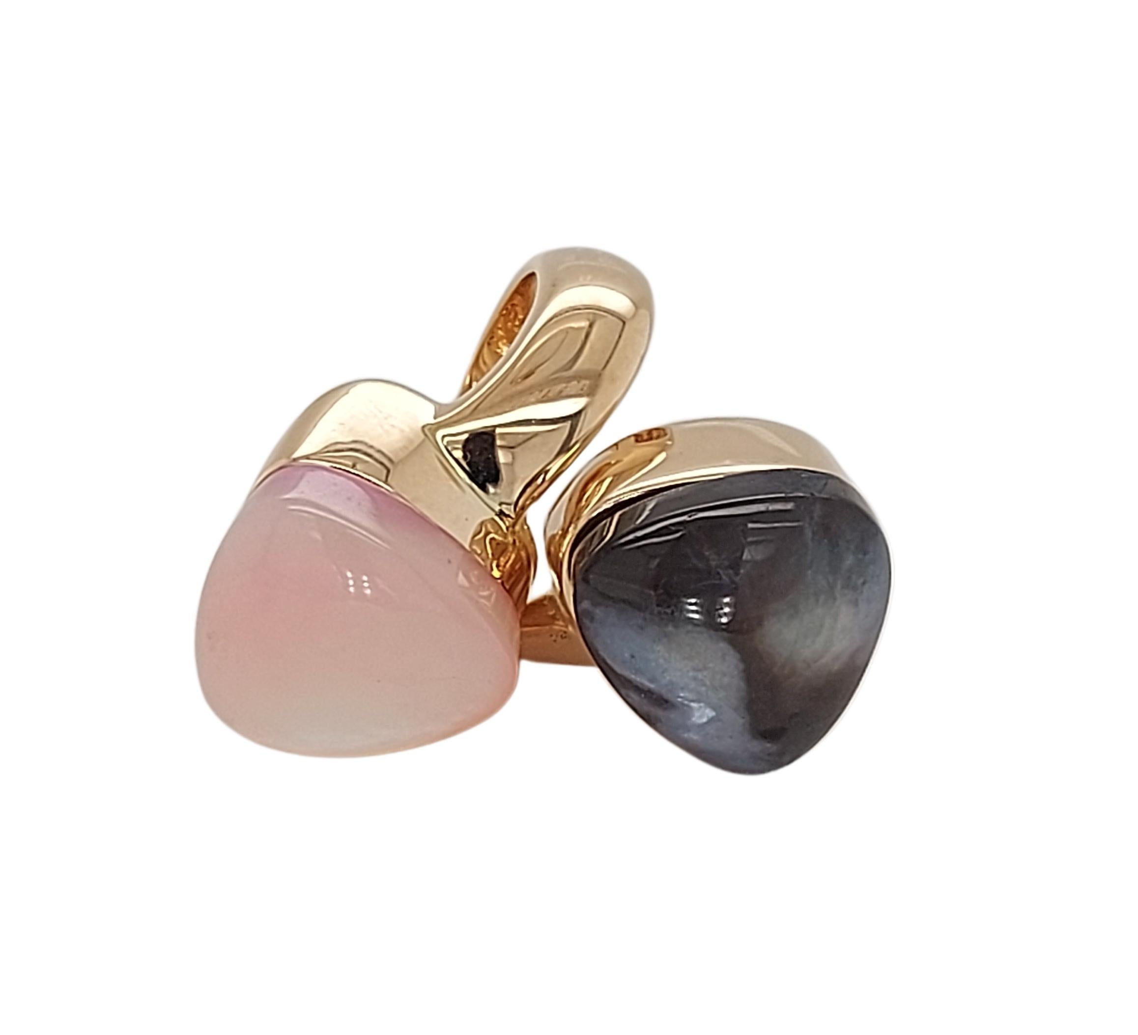 Women's or Men's 18kt Rose Gold Mattioli Toi Et Moi Ring with Mother of Pearl For Sale