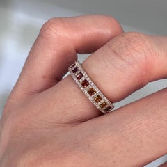 18KT Rose Gold Multi-Color Sapphire and Diamond Ring