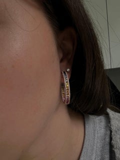 Natural Diamond 1.27 carats Natural Sapphire In and out Hoop Earrings