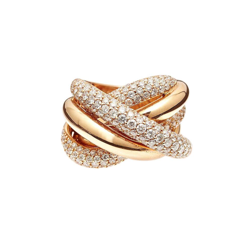 Pomellato Pink Gold Scales Diamond Ring For Sale at 1stDibs
