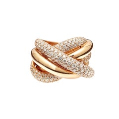 18kt Rose Gold Multi Row Ring with 3.28ct of White Diamonds